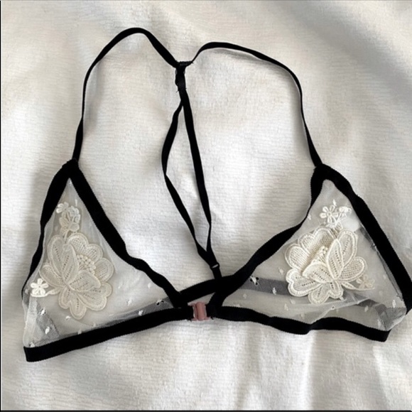 For Love And Lemons Other - For Love & Lemons Peek a Boo Bralette, size L, no flaws, black and white lace